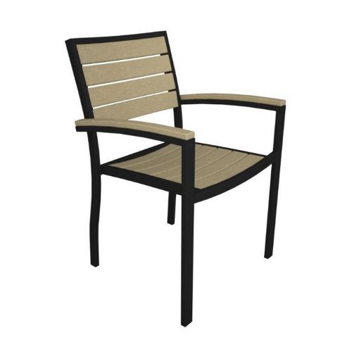 POLYWOOD® Euro Aluminum Outdoor Arm Chair with Black Frame PW-A200-FAB