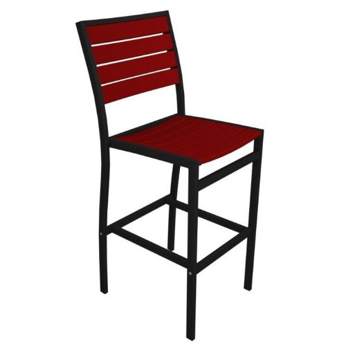 POLYWOOD® Euro Aluminum Outdoor Bar Stool with Black Frame PW-A102-FAB