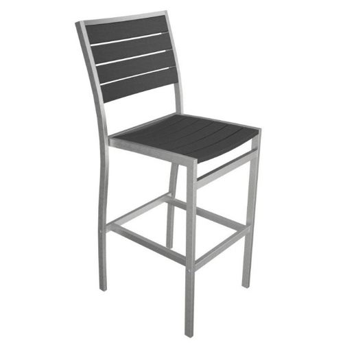 POLYWOOD® Euro Aluminum Outdoor Bar Stool with Silver Frame PW-A102-FAS