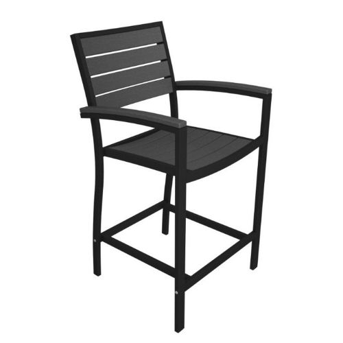 POLYWOOD® Euro Aluminum Outdoor Counter Arm Chair with Black Frame PW-A201-FAB