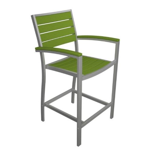 POLYWOOD® Euro Aluminum Outdoor Counter Arm Chair with Silver Frame PW-A201-FAS
