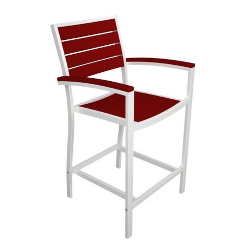 POLYWOOD® Euro Aluminum Outdoor Counter Arm Chair with White Frame PW-A201-FAW