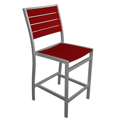 POLYWOOD® Euro Aluminum Outdoor Counter Chair with Silver Frame PW-A101-FAS