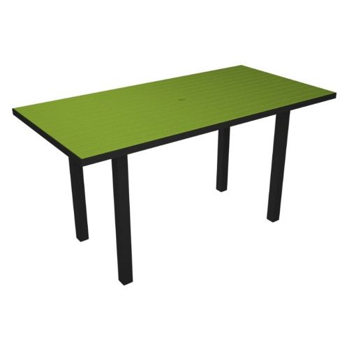 POLYWOOD® Euro Aluminum Rectangle Outdoor Counter Table with Black Frame 36x72 PW-ATR3672-FAB