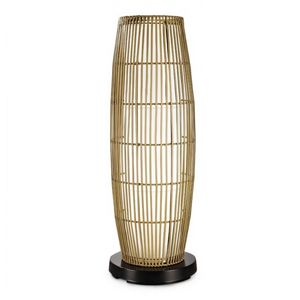 PatioGlo LED Outdoor Floor Lamp White with Resin Bamboo Cover PLC-65850