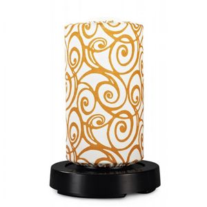 PatioGlo LED Table Lamp, Bright White, Orange Swirl Fabric Cover PLC-73800