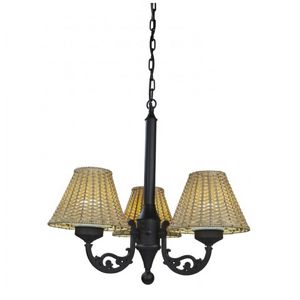 Versailles Chandelier with Black Body and Stone Wicker Shades PLC-19750