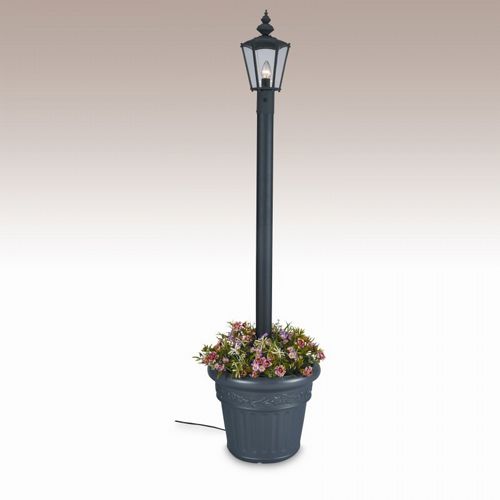 Cambridge Park Style Single Lantern Planter Patio Lamp Black PLC-00410-BL