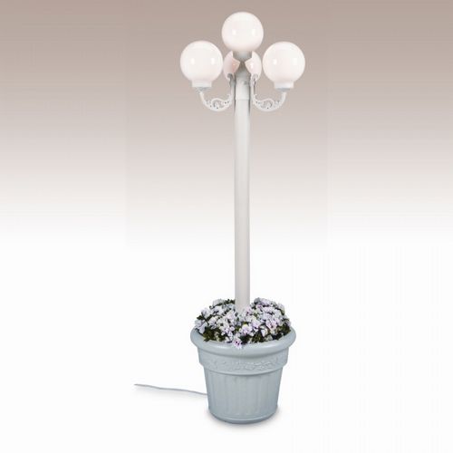 European 4 Globe Portable Planter Patio Lamp White Globes White PLC-00391-WH