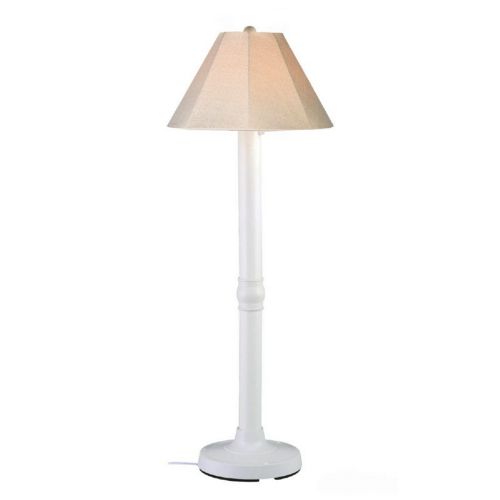 Seaside Floor Lamp with White Body & Antique Beige Linen Sunbrella Shade Fabric PLC-20621