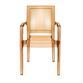 Arthur Transparent Polycarbonate Arm Chair Amber ISP053 360° view
