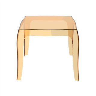 Queen Polycarbonate Square side Table Transparent Amber ISP065 360° view