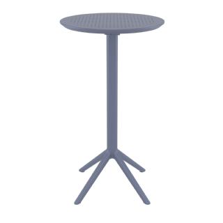 Sky Round Folding Bar Table 24 inch White ISP122 360° view