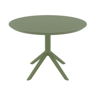 Sky Round Dining Table 42 inch Olive Green ISP124 360° view