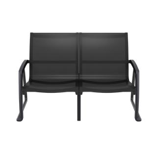 Pacific LoveSeat with Arms Black Frame with Black Sling ISP234 360° view