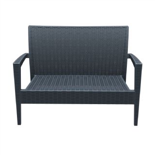 Miami Wickerlook Resin Patio Loveseat Rattan Gray with Cushion ISP845 360° view