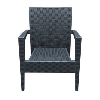Miami Wickerlook Resin Patio Club Chair Rattan Gray with Cushion ISP850 360° view