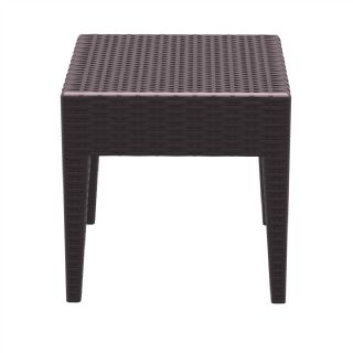 Miami Wickerlook Resin Patio Side Table Rattan Gray 18 inch. ISP858 360° view