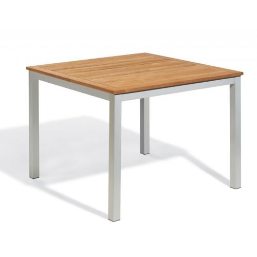 Travira Aluminum Tekwood Natural Square Dining Table 39 Inch OG-TV39-TAN-PC-F