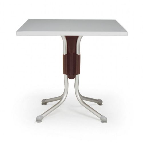 Polo Square Laminated Top Folding Table Silver-Brown 31 inch NR-50850.05.197