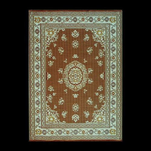 Outdoor Carpet Mat 4' × 6' Oriental Teal-Brown MMOFL46TB