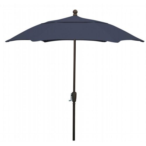 FiberBuilt 7.5ft Hexagon Navy Blue Patio Umbrella with Champagne Bronze Frame FB7HCRCB-NAVY-BLUE
