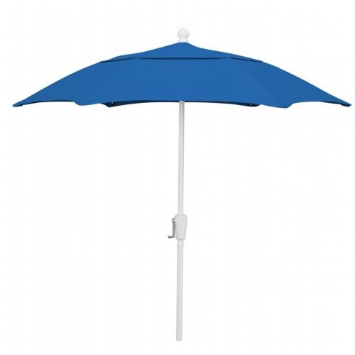 FiberBuilt 7.5ft Hexagon Pacific Blue Patio Umbrella with White Frame FB7HCRW-PACIFIC-BLUE