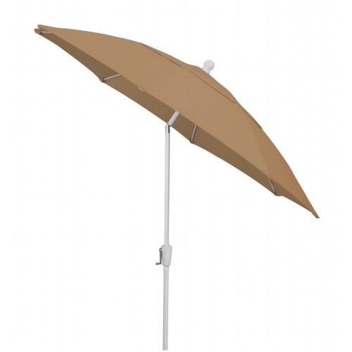 FiberBuilt 9ft Octagon Beige Patio Tilt Umbrella with White Frame FB9HCRW-T-BEIGE