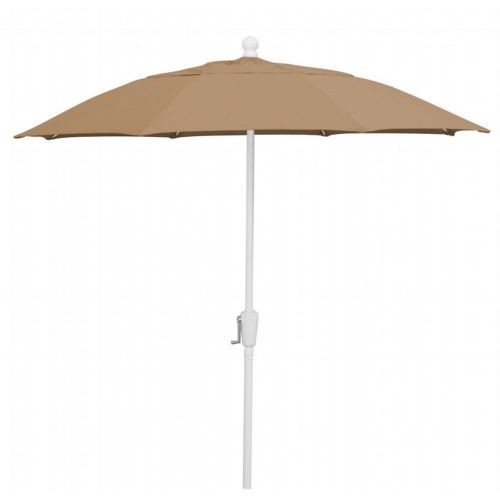 FiberBuilt 9ft Octagon Beige Patio Umbrella with White Frame FB9HCRW-BEIGE