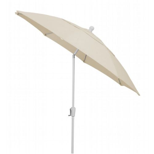 FiberBuilt 9ft Octagon Natural Patio Tilt Umbrella with White Frame FB9HCRW-T-NATURAL