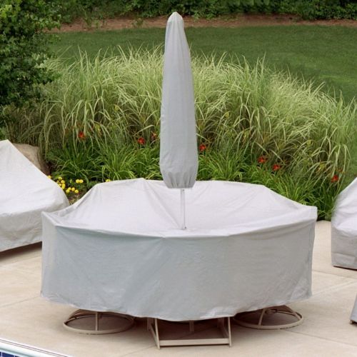 60" to 66" Tables 6 Chairs Patio Set Cover w/Umbrella Hole - Gray PC1157-GR