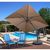 Santorini II Cantilever Umbrella (10' Square) with Valance - Sunbrella Acrylic Stone NU6185 #5
