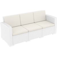 Monaco Wickerlook Resin Patio Sofa XL White with Cushion ISP833