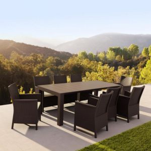 California Extendable Dining Set 9 Piece Brown ISP8066S