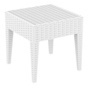 Miami Wickerlook Resin Patio Side Table White 18 inch. ISP858-WH
