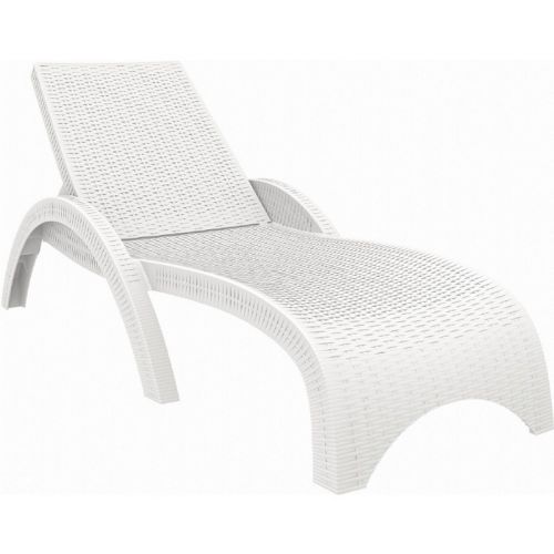 Fiji Wickerlook Resin Outdoor Chaise Lounge White ISP860-WH
