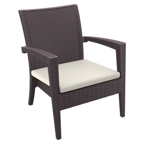 Miami Wickerlook Resin Patio Club Chair Brown with Cushion ISP850-BR
