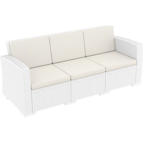 Monaco Wickerlook Resin Patio Sofa XL White with Cushion ISP833-WH
