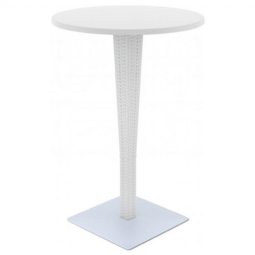 Riva Wickerlook Resin Round Bar Table White 28 inch. ISP886-WH