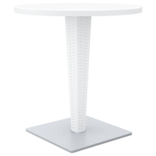 Riva Wickerlook Resin Round Patio Dining Table White 28 inch. ISP882-WH