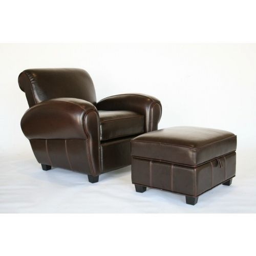 Dark Brown Leather Club Chair and Ottoman BX-A-393CHAIR-OTTO