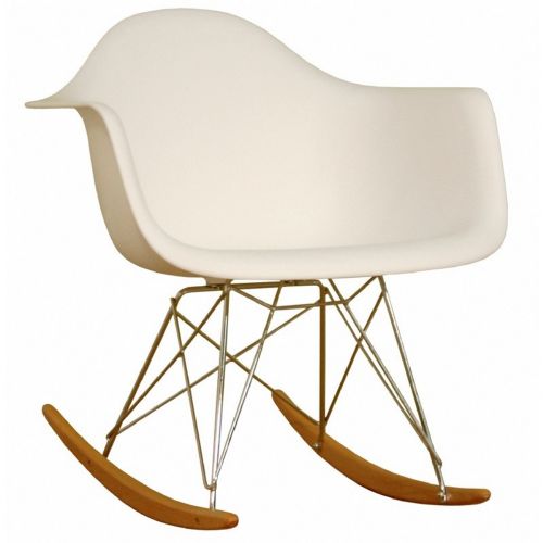 Rocking White Plastic Resin Accent Chair BX-DC-311W-WHITE