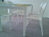 Customer Photo #3 - Victoria Clear Plastic Outdoor Bistro Chair Black ISP033-TBLA