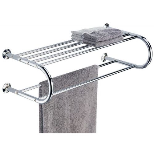 Organize it All Bathroom Wall Mounted Chrome Finished Shelf with Towel Rack 1750