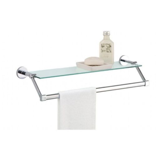 Organize it All Bathroom Wall Mounted Glass Shelf with Chrome Towel Bar 16916