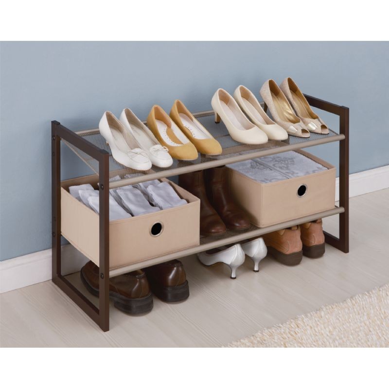 Organize it All 2 Tier Adjustable Angled Shoe Rack Bronze 17932 CozyDays