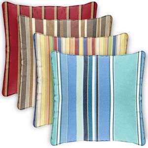 Pillow Cover Square Zippered Welted 15x15 Stripes CPC15P