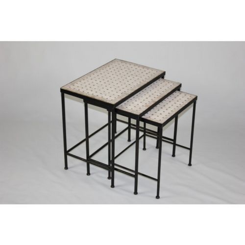 4D Concepts 3 Piece Nesting Tables with Travertine Tops 4DC-605809