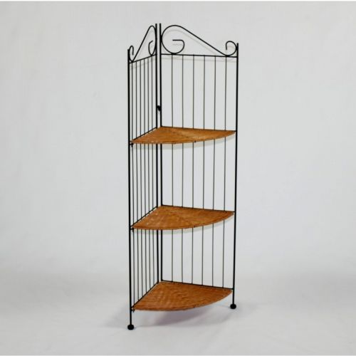 4D Concepts 3 Tier Corner Bookcase - Wicker / Metal 4DC-143023