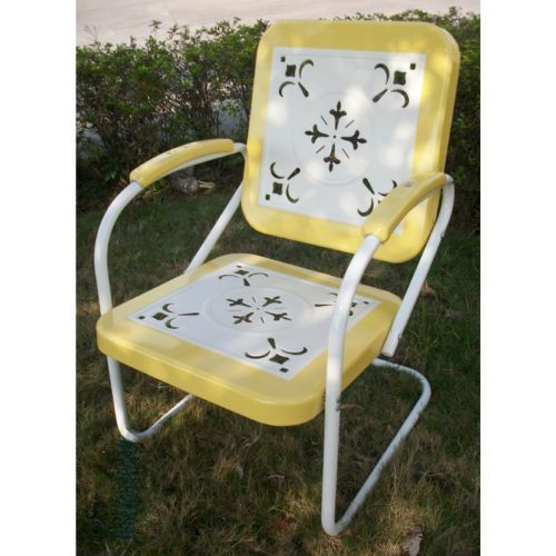 4D Concepts Metal Chair Retro - Yellow and White Metal 4DC-71140